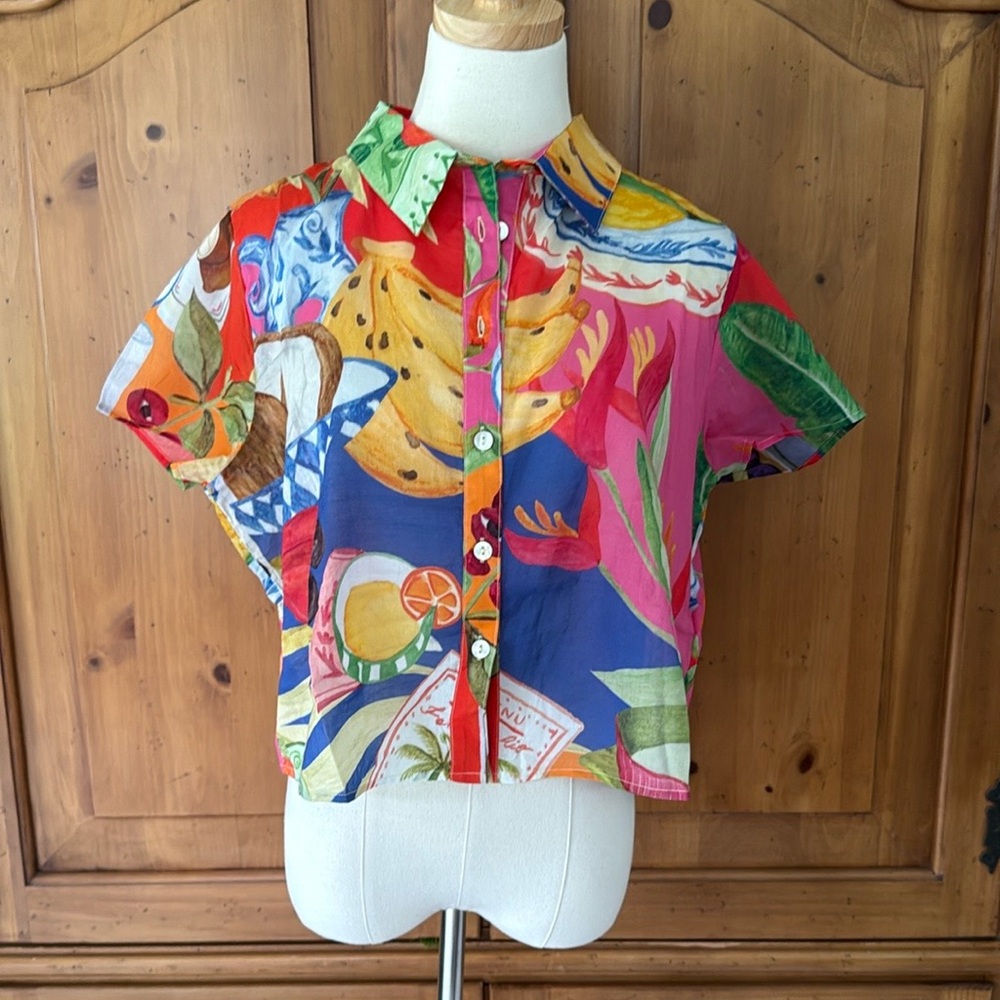 Farm Rio multicolor summer picnic shirt - Picture 4 of 14